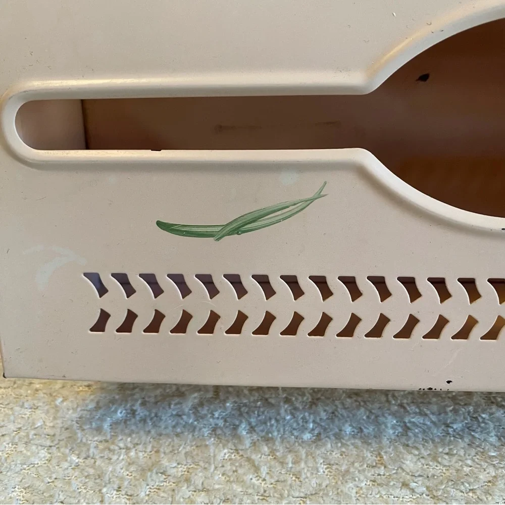 Vintage Tole Ware Metal Hand Painted Pink Floral Wall Tissue Box Cover